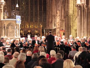 Supporting image for story: Choral society setting up for abbey performance