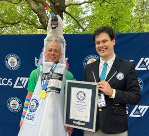 Adam Cotterill completed the fastest marathon dressed as a mythical creature (male) in 4:07:38