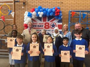 Pupils of St Paul's CE Academy with their peace cards