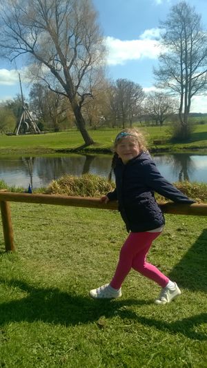 Annabelle enjoying the sun and views at Warwick Castle