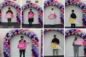 Eden Boys' School, Birmingham pupils celebrate GCSE results success.