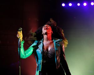 Beverley Knight performing on stage at Birmingham's Symphony Hall