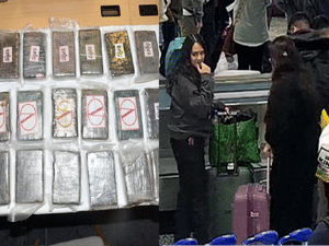 Supporting image for story: The guilty moment a drug smuggling gang member is caught at Birmingham Airport waiting for a case load of cocaine at from Mexico