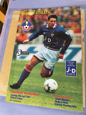 A programme from Oldham Athletic