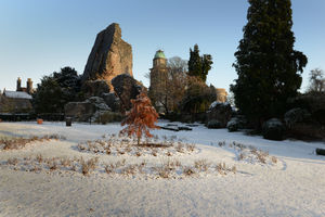 Bridgnorth Castle grounds, following a morning snow fall in 2017.