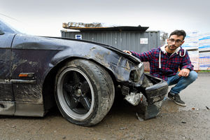 The damage to the car