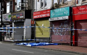 The scene on Bearwood Road, Smethwick after a man was shot in the early hours of this morning.