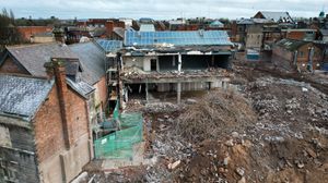 Fresh aerial pictures showing the demolition of part of the Guildhall Shopping Centre, Stafford.