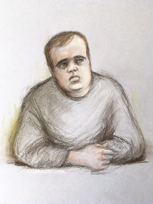 Court artist sketch of Matthew Selby appearing at Mold Crown Court earlier this year. Image: Elizabeth Cook/PA Wire