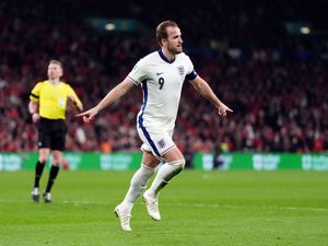 Harry Kane celebrates his England goal