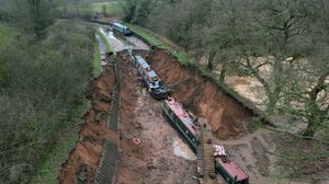 The scene in Whitchurch after a huge sinkhole swallows two narrowboats.