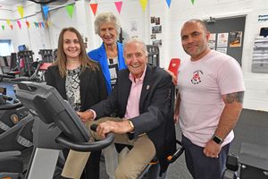 Anita Lonsbrough and Hugh Porter are shown around the facility by Dr Ros Leslie and Chris Scordis