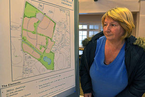 Caroline Davies at the consultation event at the Four Crosses