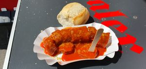 A typical German experience of Currywurst to start the trip properly