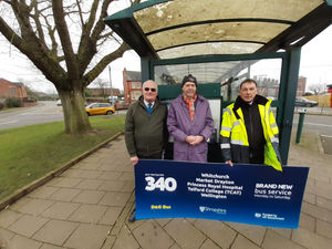 From left: Les Bell and Graham Turner (from Bus Users Shropshire) and Kevin Crawford (area manager at D&G Buses). Picture: LDRS