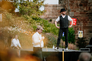 Sherlock Holmes in the grounds of Shrewsbury Castle