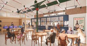 View of proposed bar unit with internal seating and kiosk