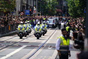 The funeral cortege of Black Sabbath frontman Ozzy Osbourne travels along Broad Street in Birmingham, as his body is brought back to his home city following his death last week aged 76. Picture date: Wednesday July 30, 2025. PA Photo. Photo credit should read: Jacob King/PA Wire