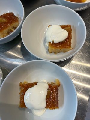 Orange Syrups Sponge with Whipped Cream for pudding, provided by Athena Greek Taverna