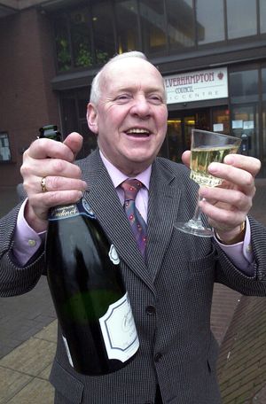 The late Norman Davies OBE, former leader of Wolverhampton Council, celebrated city status with champagne