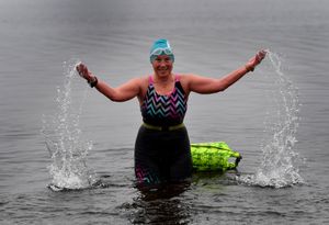 Deborah Scott gets some practise in for the forthcoming Boxing Day swim at Chasewater Country Park. Photo: Tim Thursfield
