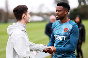 Nelson Semedo with one of last year's winners Jude Aston