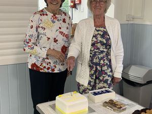 Margaret and margthe birthday cakearet cutting 