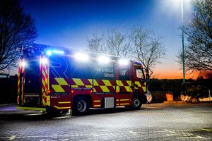 The lights from the new engine at night