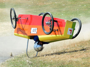Supporting image for story: 'I kept catching glimpses of the sky': Ludlow racer unscathed after Soap Box Derby crash - in pictures