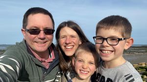 Stafford Grammar’s new Head, Nick Pietrek with his wife, Laura, and sons Julius (11) and Lucan (8).