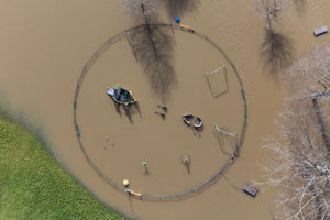 A submerged playground in Bewdley. Photo: Joe Giddens/PA Wire