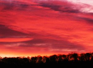 Supporting image for story: Photographer captures stunning red morning sky over Shropshire in reminder 'spring isn't too far away'