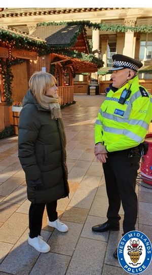 Chief Superintendent Paul Joyce with the policing minister Sarah Jones