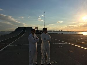 Supporting image for story: Gavin Williamson hails super warship on its arrival in New York