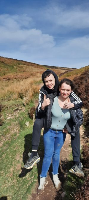 Hollie gave Preston a lift up the Shropshire Hills, Ashes Hollow. Captured by Donovan Suddell, Welshpool, on Monday, April 11. 