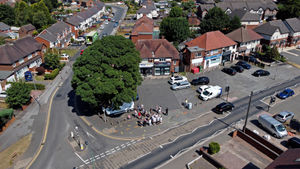 .Markings on the junction show where the 5G mast is due to be erected 