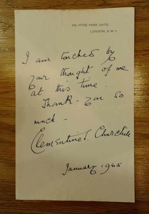 The letter from Clementine Churchill