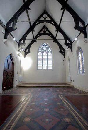Inside the completed Lye & Wollescote Cemetery Chapel