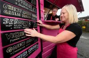 Showing off the pizza options 