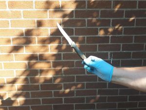 A knife found during the search. Picture: Telford Cops