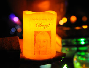 A vigil was held at Cheryl's home soon after her shocking death