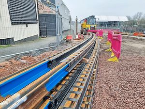 Rails at the Castle Hill site in Dudley town centre  