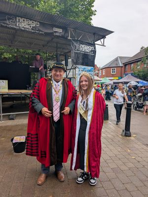 Market Drayton Mayor Tim Manton (left) with the 'Carnival Queen'. Picture: Tim Manton