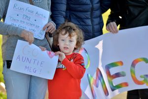 Three-year-old Otis Grant from Sedgley waiting for auntie Meg Phillips