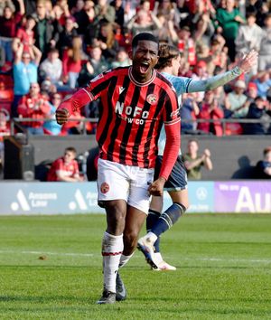 Walsall top scorer Daniel Kanu celebrates his first goal in eight games.