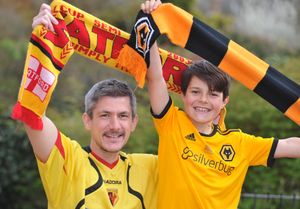 Watford fan Scott Mathers and his son Oliver