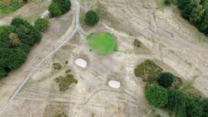 The course is a real mixture of dried out grass and lusher grass on the greens