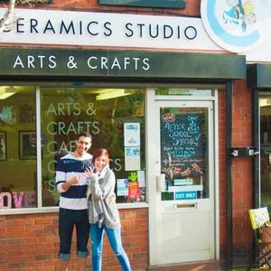 Outside The Codsall Hive arts and craft centre where Mark made the bowl