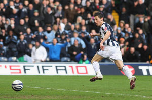 West Bromwich Albion's Robert Koren scores