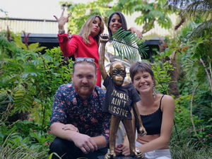 Supporting image for story: Alfie turns attention to jungle with baby orangutan sculptures
